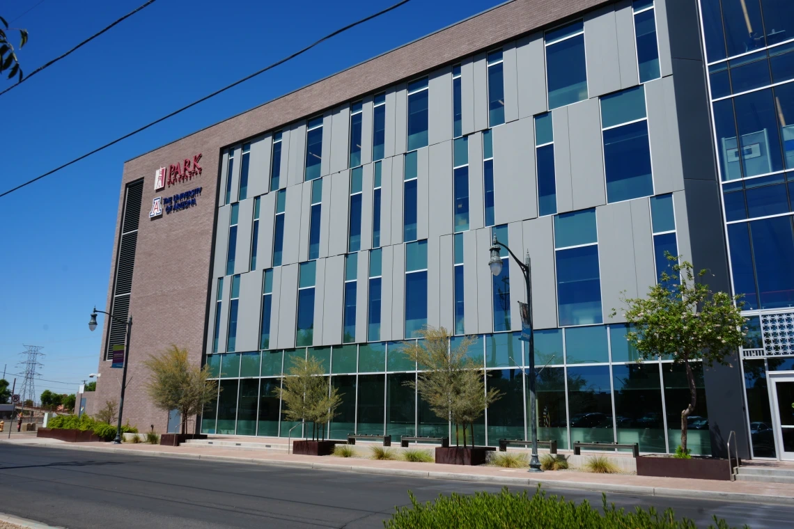 Exterior shot of Gilbert campus building