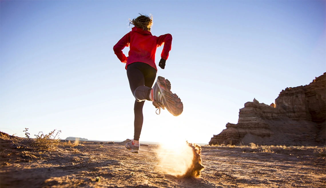 Person running in desert setting